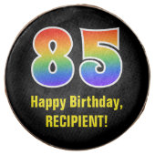 85th Birthday - Rainbow Spectrum Pattern Number 85 Chocolate Covered Oreo (Front)
