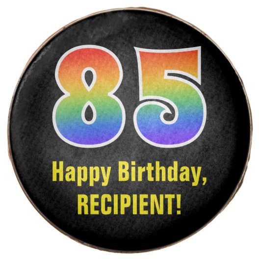 85th Birthday - Rainbow Spectrum Pattern Number 85 Chocolate Covered Oreo (Front)