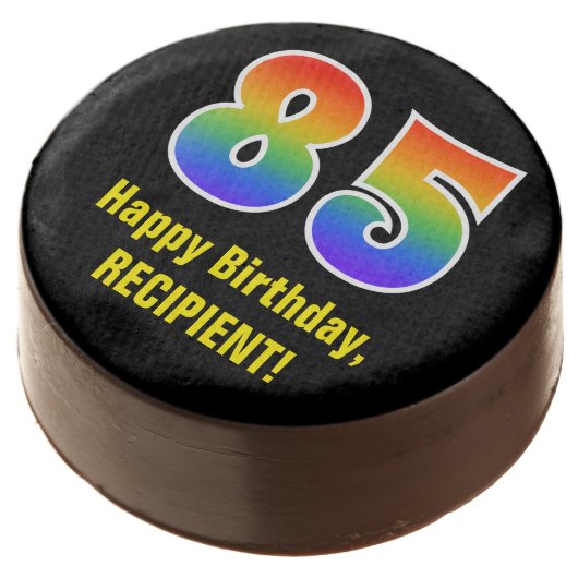 85th Birthday - Rainbow Spectrum Pattern Number 85 Chocolate Covered Oreo (Angled)