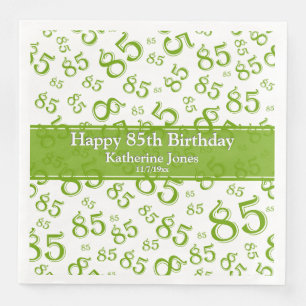 85th Birthday Random Number Pattern Green/White Paper Dinner Napkins