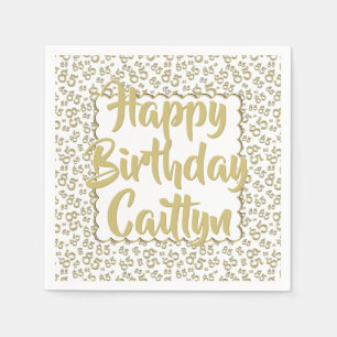 85th Birthday Random Number Pattern Scallop Gold Napkins