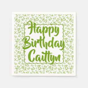 85th Birthday Random Number Pattern Scallop Green Napkins