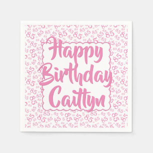 85th Birthday Random Number Pattern Scallop Pink Napkins