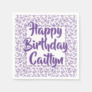 85th Birthday Random Number Pattern Scallop Purple Napkins