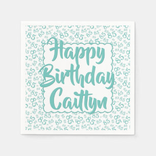85th Birthday Random Number Pattern Scallop Teal Napkins