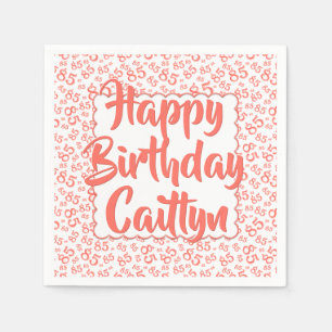 85th Birthday Random Number Pattern Scallops Coral Napkins