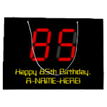 [ Thumbnail: 85th Birthday: Red Digital Clock Style "85" + Name Gift Bag ]