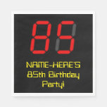 [ Thumbnail: 85th Birthday: Red Digital Clock Style "85" + Name Napkins ]