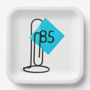 85th Birthday Reminder Note On a Paper Clip Plates