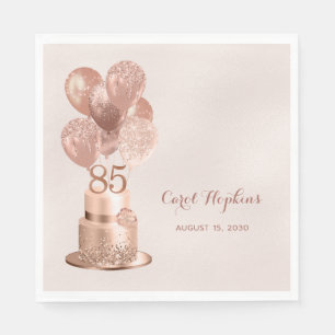 85th Birthday Rose Gold Cake Napkins