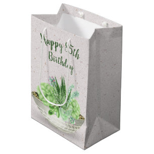 85th Birthday Succulent On Terrazzo  Medium Gift Bag