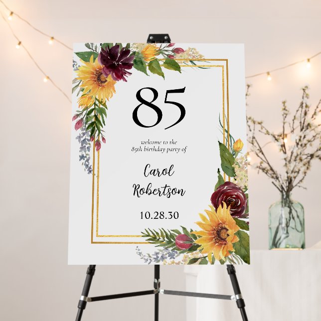85th Birthday Sunflowers  Foam Board (In Situ (Stand))