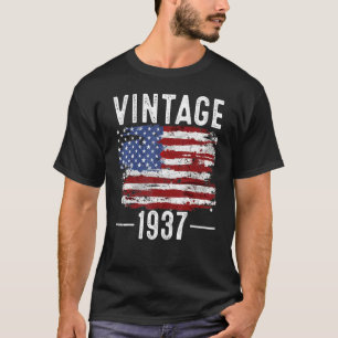 85th Birthday Usa Flag Vintage American Flag 1937 T-Shirt