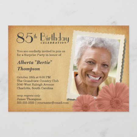 85th Birthday Vintage Daisy Photo Invitations