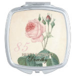 85th Birthday Vintage Rose Personalized Compact Mirror at Zazzle