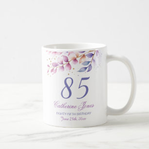 85th Birthday Whispers of Lavender and Gold Coffee Mug