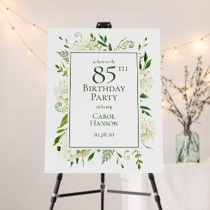 85th Birthday White Hydrangeas Foam Board