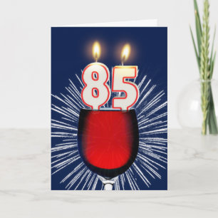 85th Birthday with wine and candles Card