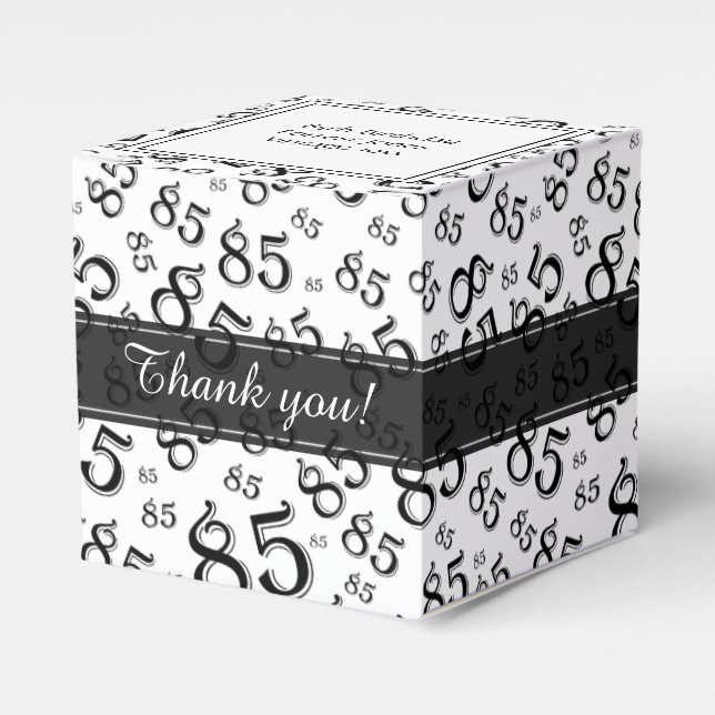 85th Black/White Random Number Pattern Favor Boxes (Front Side)