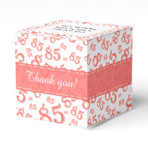 85th Coral/White Random Number Pattern Favor Boxes