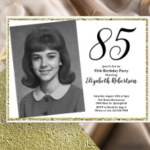85th Custom Photo White and Gold Birthday