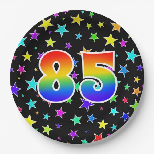 85th Event Bold Fun Colorful Rainbow 85 Paper Plates