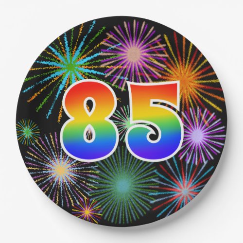 85th Event _ Fun Colorful Bold Rainbow 85 Paper Plates