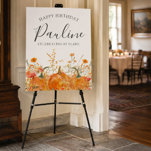 85th Happy Birthday Party Pumpkin Wildflower Foam Board