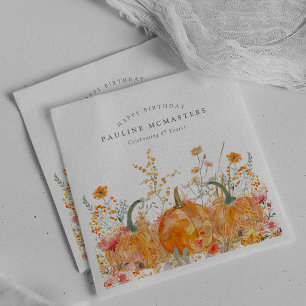 85th Happy Birthday Pumpkin Wildflower Custom Napkins