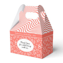 85th Party Coral/White Random Number Pattern Favor Boxes