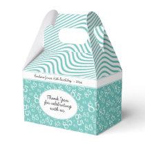 85th Party Teal/White Random Number Pattern Favor Boxes