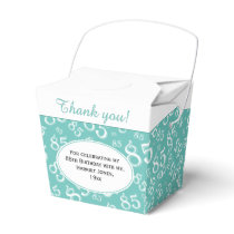 85th Party Teal/White Random Number Pattern Favor Boxes