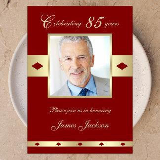 85th Photo Birthday Party Invitation Burgundy 85