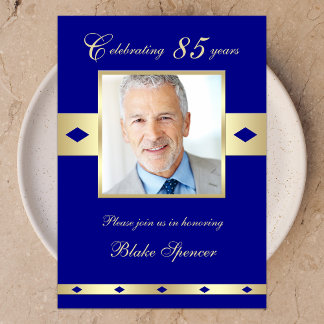 85th Photo Birthday Party Invitation Navy 85