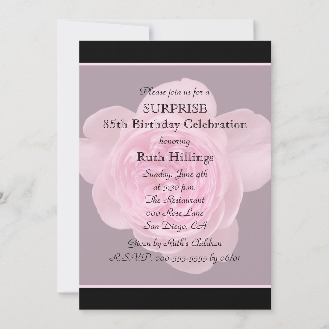 85th Surprise Birthday Party Invitation Rose | Zazzle