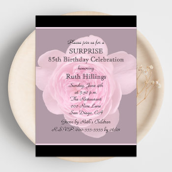 85th Surprise Birthday Party Invitation Rose by henishouseofpaper at Zazzle