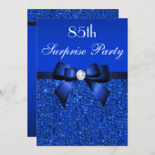 85th Surprise Party Royal Blue Sequins and Bow Invitation (Front/Back)