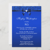 85th Surprise Party Royal Blue Sequins and Bow Invitation (Back)