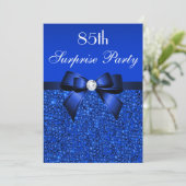 85th Surprise Party Royal Blue Sequins and Bow Invitation (Standing Front)