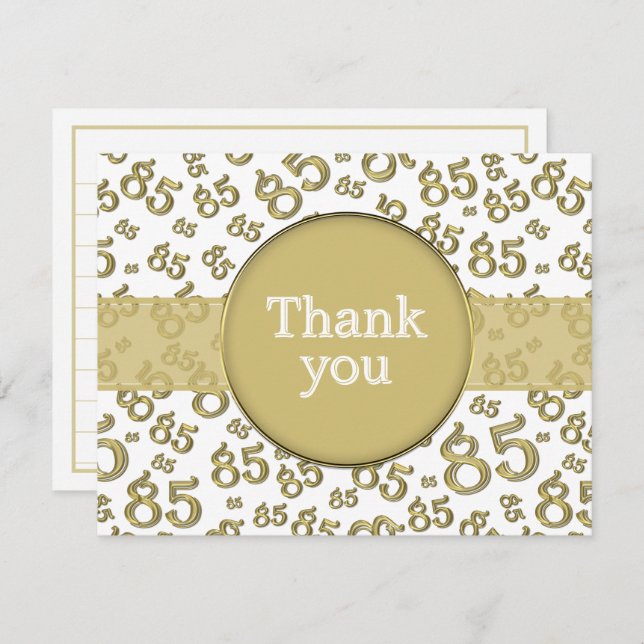 85th Thank You: Gold/White Number Pattern (Front/Back)