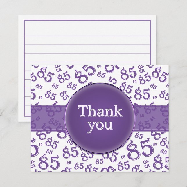 85th Thank You: Purple/White Number Pattern (Front/Back)