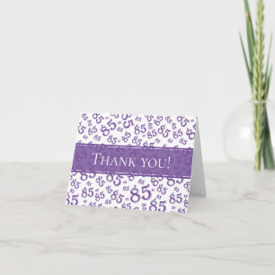 85th "Thank you!" Purple/White Number Pattern Thank You Card