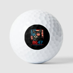 8647 86 47 Funny Cat USA Flag Sunglasses Men Women Golf Balls