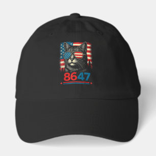 8647 86 47 Funny Cat USA Flag Sunglasses Men Women Hat