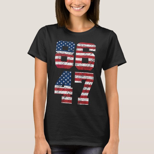 8647 Anti Trump 86 47 Retro Anti-trump Us Flag Imp T-Shirt (Front)