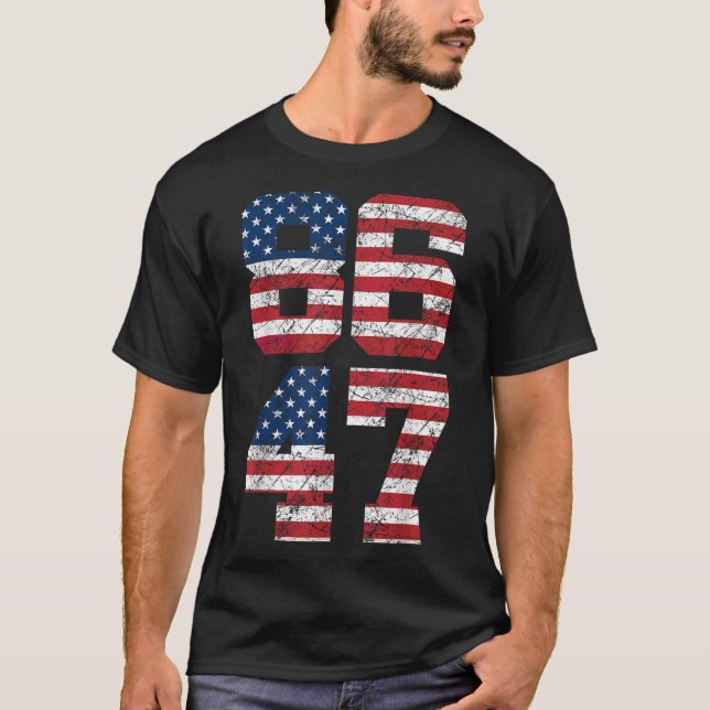 8647 Anti Trump 86 47 Retro Anti-trump Us Flag Imp T-Shirt (Front)