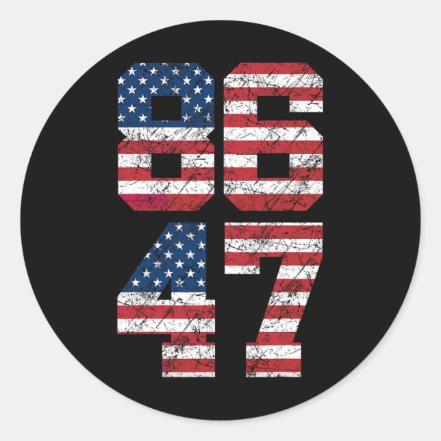 8647 Anti Trump 86 47 Retro Anti-trump Us Flag Pre Classic Round Sticker (Front)