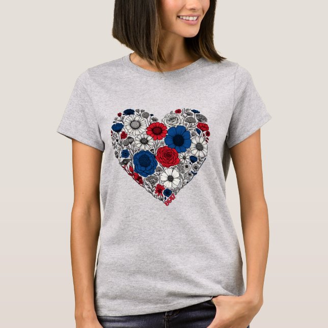 8647 Floral Subtle Anti Trump Heart T-Shirt (Front)