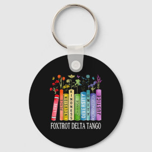 8647 Foxtrots Tangos Deltas Book Flower Resist Boo Keychain