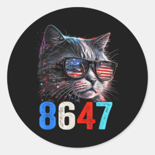 8647 Retro 86 47 Cat Lovers Classic Round Sticker